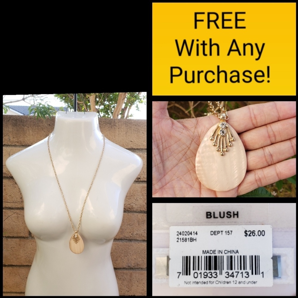 NEW $26 Genuine SHELL long gold necklace